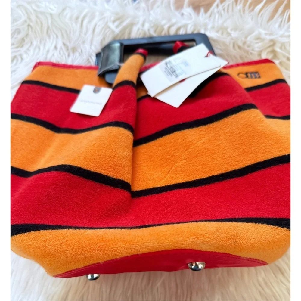 NWT Solid & Striped The Cassie Terrycloth Red & Orange Striped Bucket Purse Bag‌